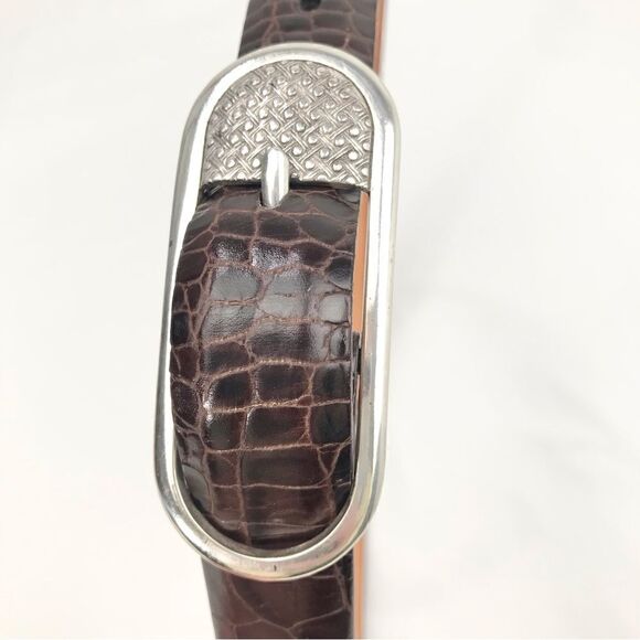 Brighton Brown Leather Weave and Reptile Pattern Belt - Picture 4 of 13